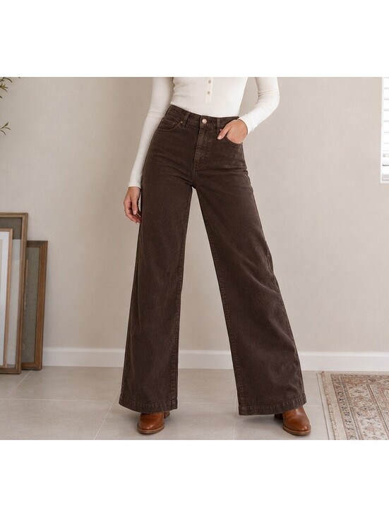 Pilcro Pants - Pilcro Anthropologie Corduroy Wide Leg Pants 28 Chocolate Brown High Rise 70s